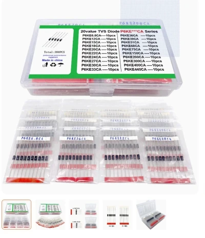 New 20 commonly used TVS transient suppression clamp type P6KE A/CA series single and bidirectional protection diode sets