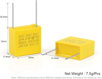 0.33uF 275VAC X2 MKP Polypropylene Film Capacitors 5 Pack