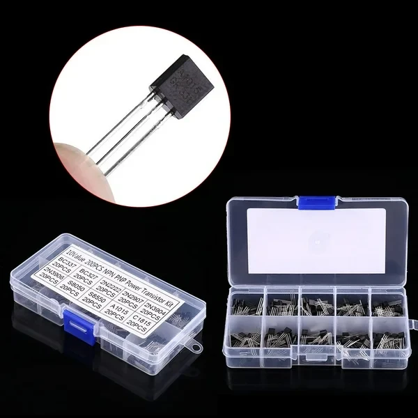 200PCS TO-92 Transistor Assortment Kit – (BC337, BC327, 2N2222, 2N2907, 2N3904, 2N3906, S8050, S8550, A1015, C1815)