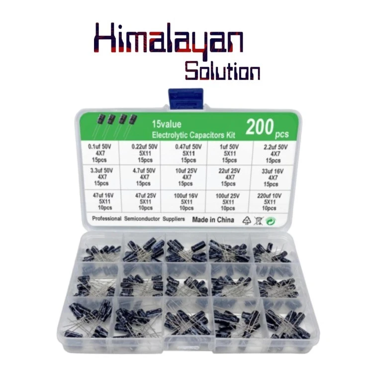 15 specifications, 200 plug-ins, 0.1uF 50V-220uF 10V electrolytic capacitor sample box, free box