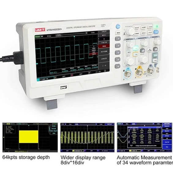 UNI-T UTD2102CEX+ 100MHZ Digital Storage Oscilloscope 1GS/s 2Channels