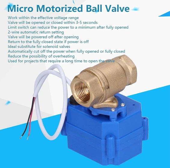 CWX-15 Motorized Brass Ball Valve DN15 CR02 DC12V 3-Line 2-Control Electric Valve for Water Treatment/Leakage