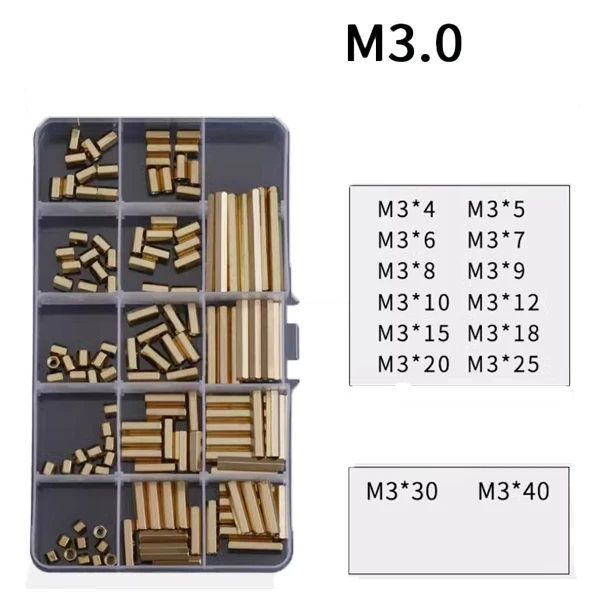 M3 Double-Pass Hexagonal Copper Column Hardware Screw Assortment Kit