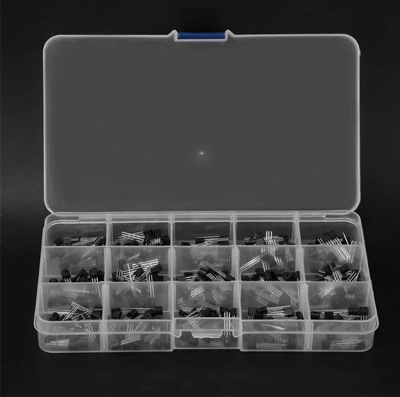 300PCS 15Value Transistor Assortment Kit - S9012, S9013, S9014, S8050, S8550, 2N3904, 2N3906, BC327, BC337, Tl431, MPSA42, MPSA92, A1015, C1815, 13001