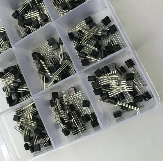 15Value 600PCS TO-92 Transistor Assortment Box - NPN & PNP - 2N2222, 2N3904, 2N3906, 2N5401, 2N5551, A1015, C1815, C945, S8050, S8550, S9012, S9013, S9014, S9015, S9018.