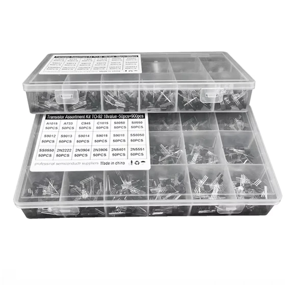 900PCS 18Values TO-92 Transistor Assortment Kit A1015 2N2222 C1815 S8050 2N3904 2N3906 S9012 NPN/PNP