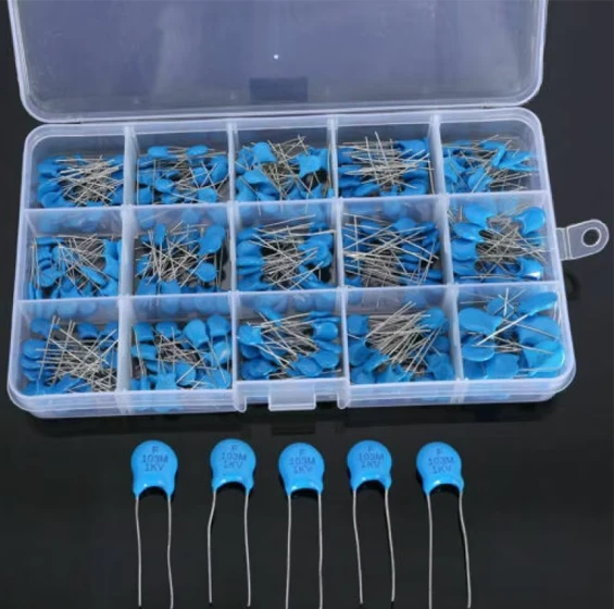 300PCS High Voltage Ceramic Capacitor Assortment Kit (1kV, 2kV, 3kV) Range 0.1nF to 22nF 15Value