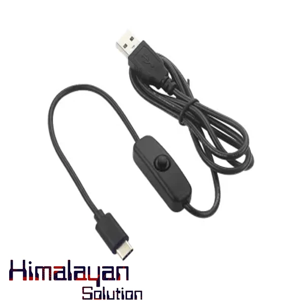 5V 3A USB to Type C Cable With ON/OFF Switch Power Control for Raspberry Pi 4B