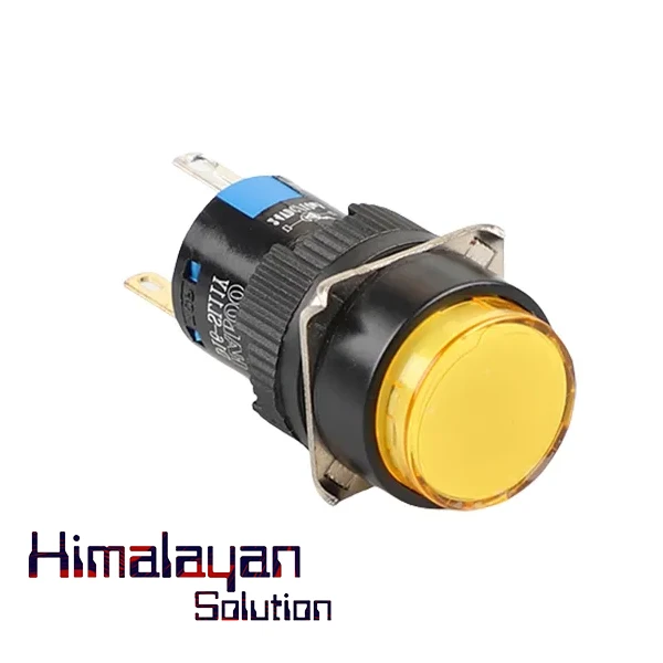 Push Button switch LA16 self-locking 12-24V (Yellow)